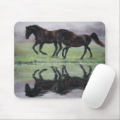Tapis De Souris Réflexions - mousepad noir de cheval (Avec souris)