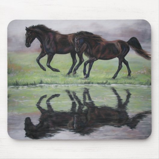 Tapis De Souris Réflexions - mousepad noir de cheval (Devant)