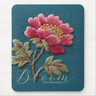 Tapis De Souris Regard Brodé Fleur Florale