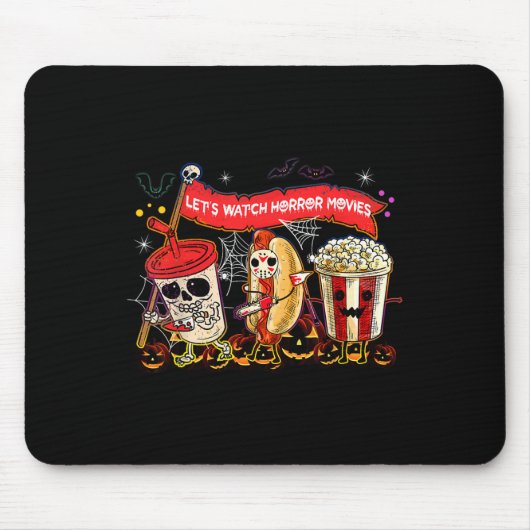 Tapis De Souris Regardons les films d'horreur Halloween Fun Ghost  (Devant)