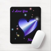 Tapis De Souris Regenbogen-Herz mit Sternchen auf schwarz (Avec souris)