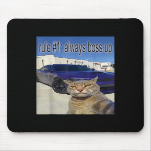 Tapis De Souris Règle 1 Toujours Bosser Drôle Chat Drôle Étrangeme
