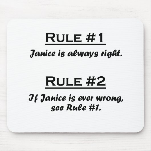 Tapis De Souris Règle Janice (Devant)