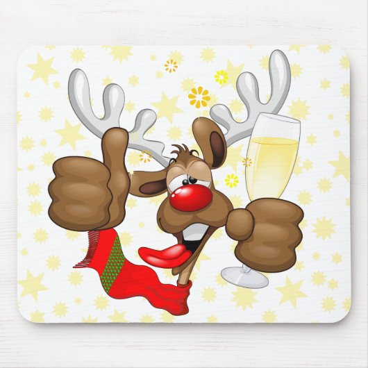 Tapis De Souris Reindeer Drunk Funny Caractère de Noël (Devant)
