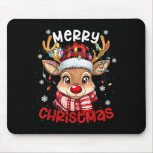 Tapis De Souris Reindeer Joyeux Noël Lumière Noël Hommes de famill