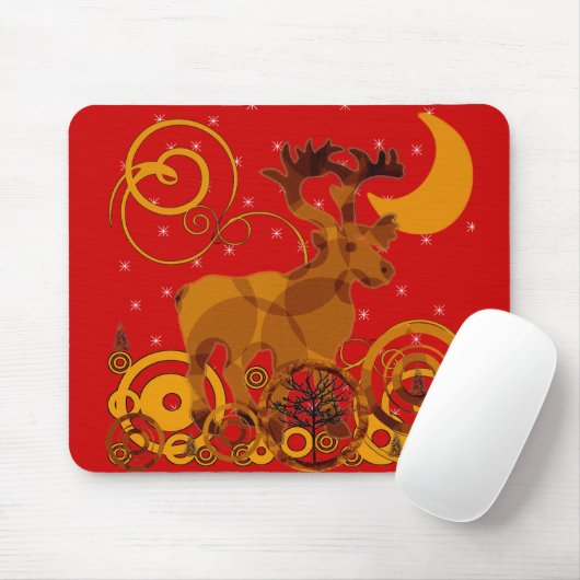 Tapis De Souris Reindeer Noël Vacances Cercles Abstraits Design (Avec souris)
