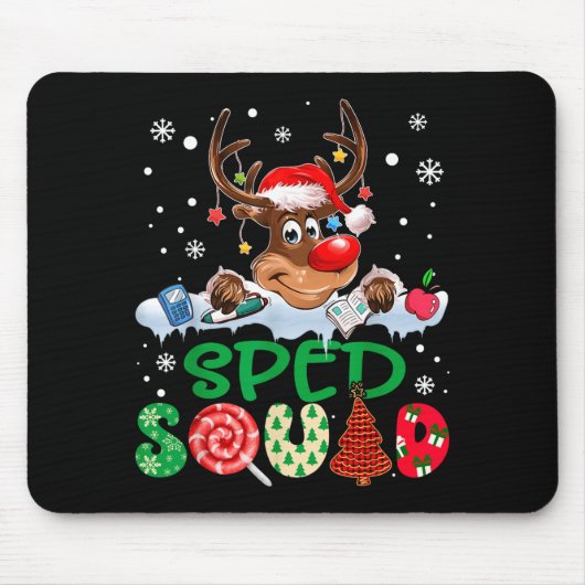 Tapis De Souris Reindeer Santa Hat Sped Squad Teacher Funny Christ (Devant)