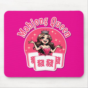 Tapis De Souris Reine américaine de Mahjong Couronne rose Art de b
