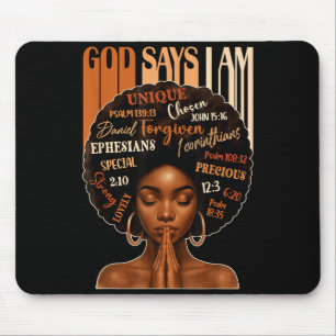 Tapis De Souris Reine Fille Noire Femme Dieu dit que je suis Mélan