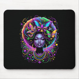 Tapis De Souris Reine Noire Afro Africaine Papillon Perles Masque