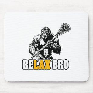 Tapis De Souris Relax Bro Funny Gorilla Lacrosse Joueur Animal Lax