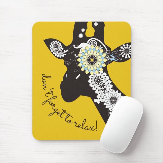 Tapis De Souris Relax - Yellow Funky Cool Giraffe (Avec souris)