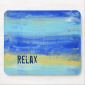 Tapis De Souris Relaxing Beach Blue Yellow Abstract Art (Devant)