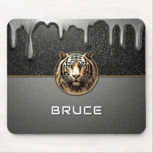 Tapis De Souris Relief de Tigre Doré avec Texture Métallique 🐯