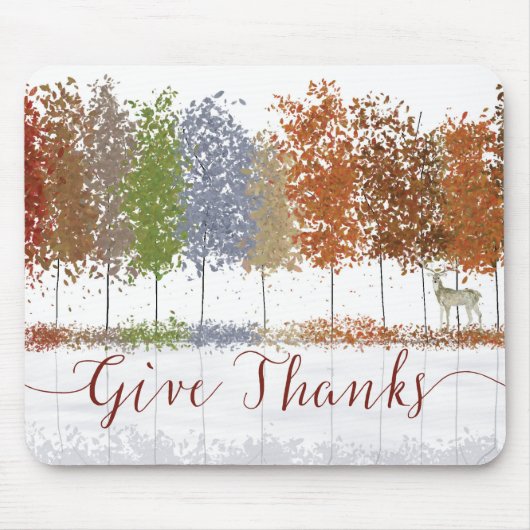 Tapis De Souris Remerciez Thanksgiving Trees et Lone Deer (Devant)