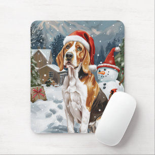 Tapis De Souris Renard américain anglais Chien Hiver Noël Joie
