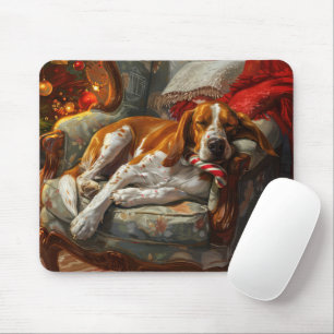Tapis De Souris Renard américain Chien de chasse Noël Fête