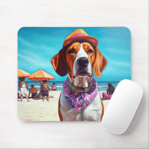 Tapis De Souris Renard anglais américain sur la plage, cadeau d'ét