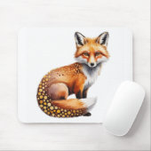 Tapis de souris Renard aquarelle et points d'autom (Avec souris)