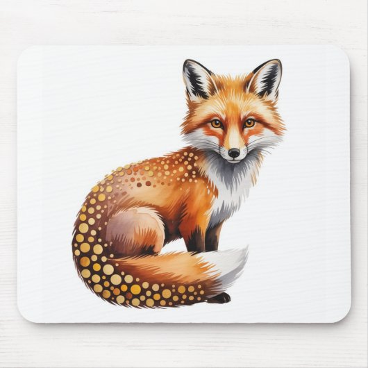 Tapis de souris Renard aquarelle et points d'autom (Devant)