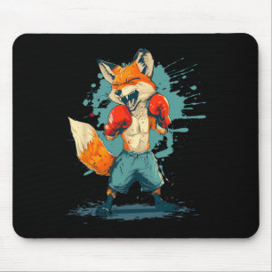 Tapis De Souris Renard Boxeur Avec Gants De Boxe Kickboxing Drôle
