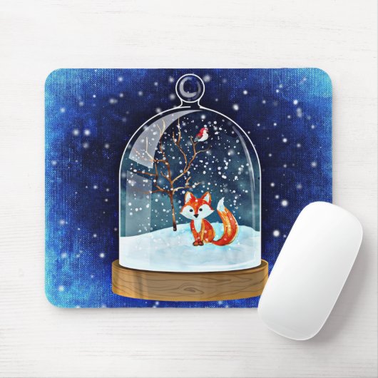 Tapis De Souris Renard dans le Globe des neiges Mousepad (Avec souris)