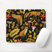 Tapis De Souris Renard d'automne sur noir (Avec souris)