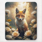 Tapis De Souris Renard mignon avec fleurs (Devant)