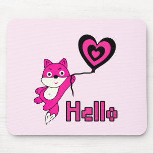Tapis De Souris Renard rose avec cœur