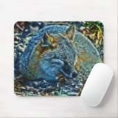 Tapis De Souris Renard roux endormi sur la faune Feuille (Avec souris)