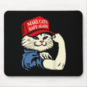 Tapis De Souris Rendre les chats sûrs à nouveau Chapeau rouge chat