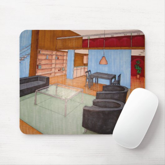 Tapis de souris rendu de pièce (Avec souris)