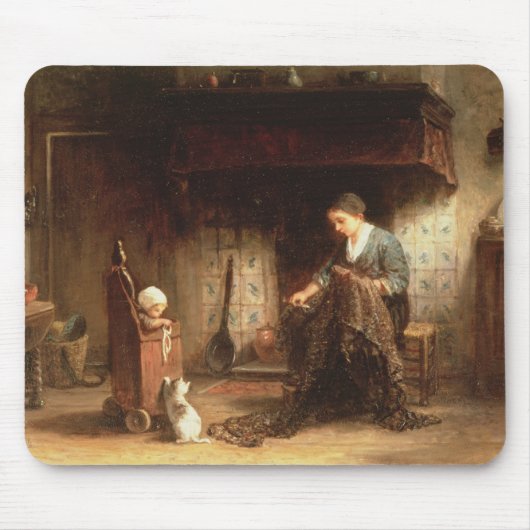 Tapis De Souris Réparant les filets (huile sur le panneau) (Devant)