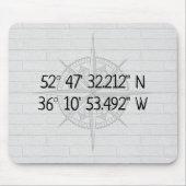 Tapis De Souris Repères GPS Compass sur brique (Devant)