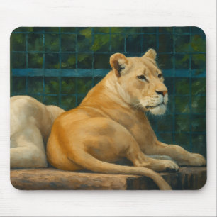 Tapis De Souris Repos surveillé - Paire de lions dans le cadre du