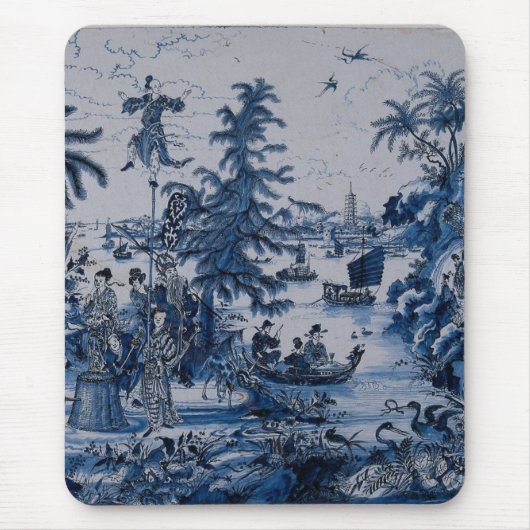 Tapis De Souris Repro Chinoiserie Delft Carrelage bleu et blanc (Devant)