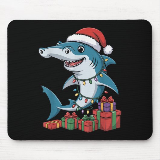 Tapis De Souris requin à marteau Santa Hat Noël Funny Marine (Devant)