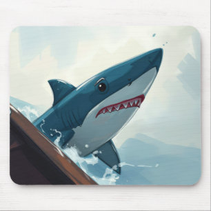 Tapis De Souris Requin près du bateau