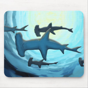 Tapis De Souris Requins en silhouette avec boule solaire