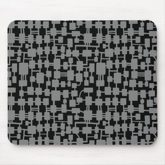 Tapis De Souris Réseau Abstrait - gris sur noir (Devant)