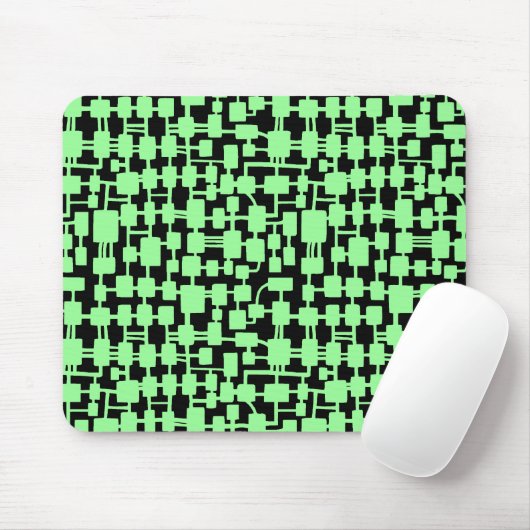 Tapis De Souris Réseau Abstrait - Mint vert sur noir (Avec souris)