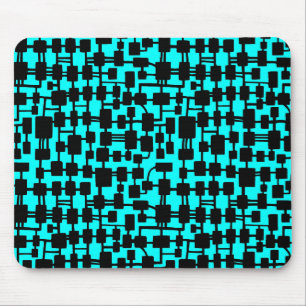 Tapis De Souris Réseau Abstrait - Noir sur Cyan 00FFFF