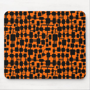 Tapis De Souris Réseau Abstrait - Noir sur Orange FF6600