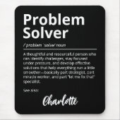 Tapis De Souris Résolveur de problèmes Définition drôle Noir (Devant)