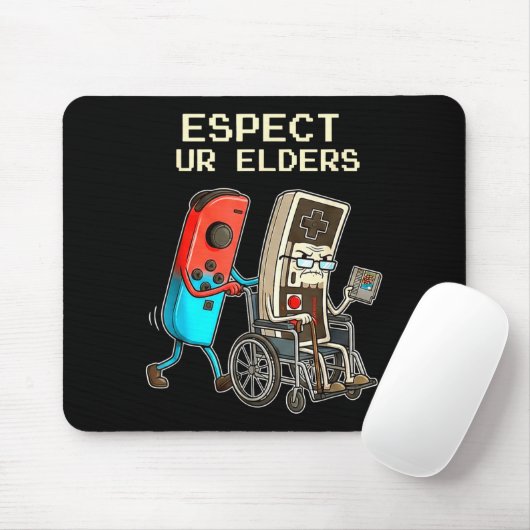 Tapis De Souris Respect Ur Elders Retro Gaming Controller Funny  (Avec souris)