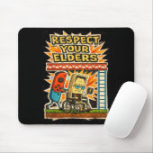 Tapis De Souris Respect Your Elders Funny Gamer Controller 80s Ret (Avec souris)