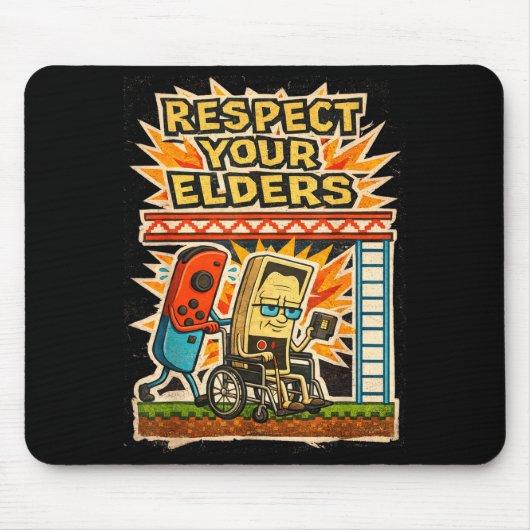 Tapis De Souris Respect Your Elders Funny Gamer Controller 80s Ret (Devant)