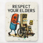 Tapis De Souris Respect Your Elders Gaming Control Retro Funny (Devant)
