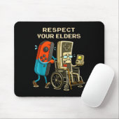Tapis De Souris Respect Your Elders Gaming Control Retro Funny Gam (Avec souris)