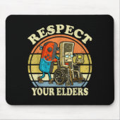 Tapis De Souris Respect Your Elders Retro Gaming Funny Controller  (Devant)